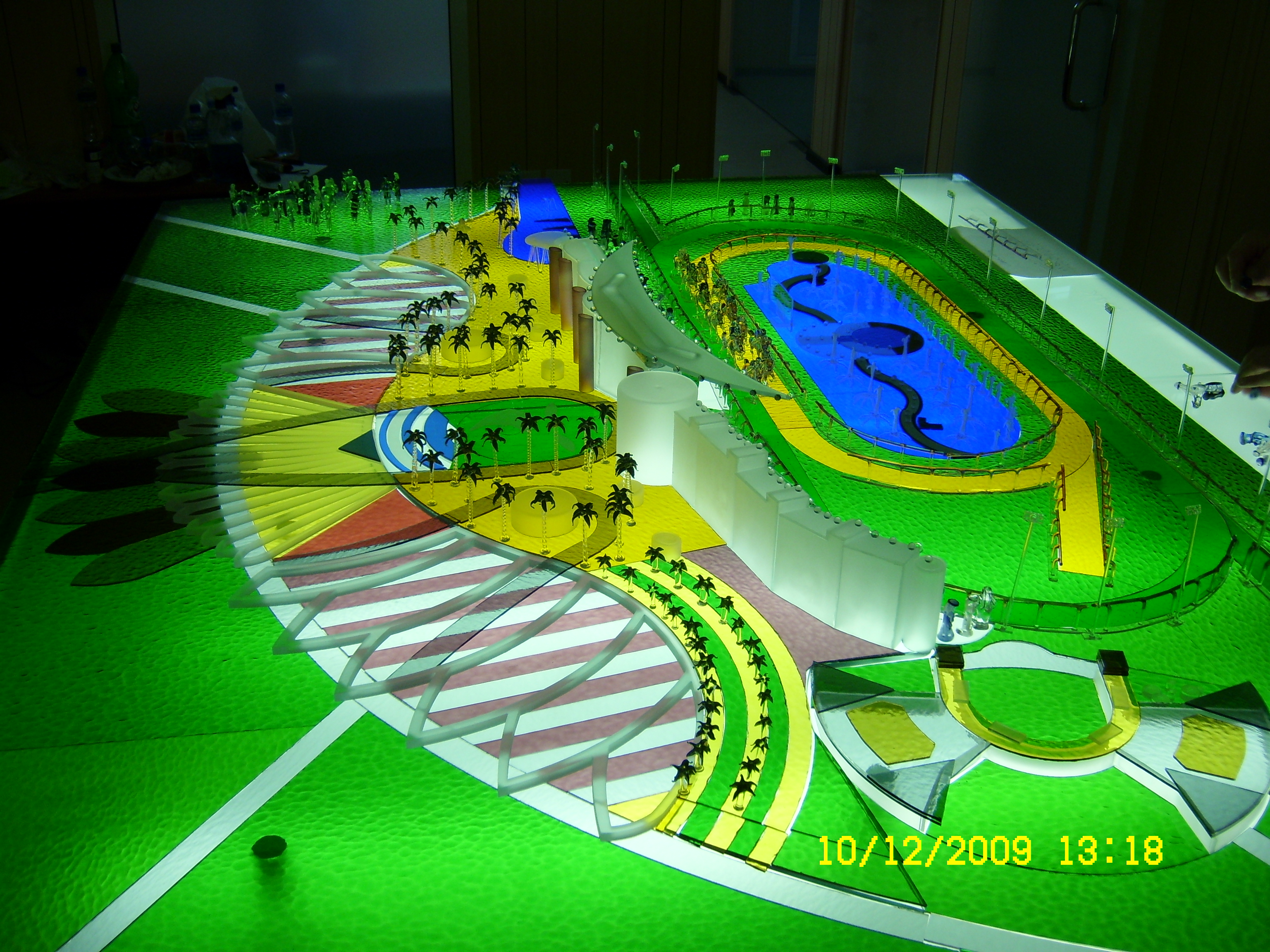 Illuminated Meydan racetrack glass model